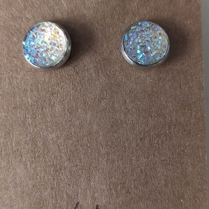 Silver sparkle stud earrings
